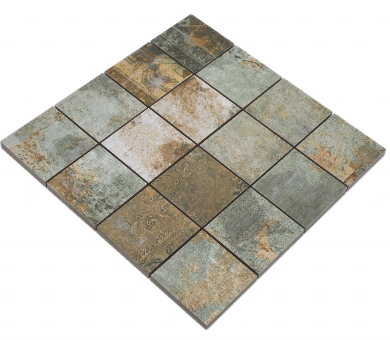 Mosaïque céramique grès cérame beige marron gris vert mat mur sol cuisine salle de bain douche MOS16-71CB