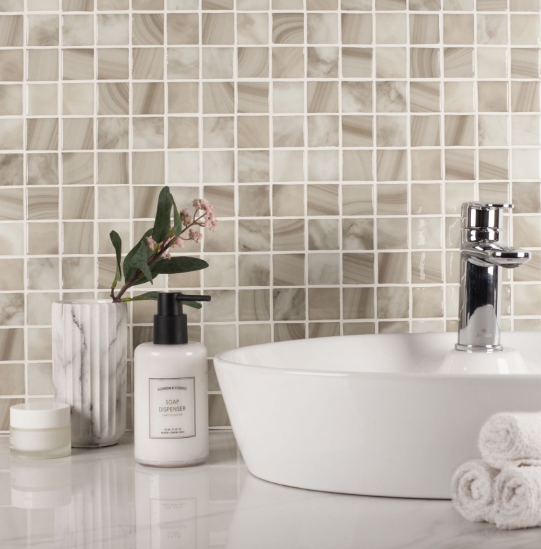Mosaïque de piscine Mosaïque de verre beige clair changeant mur sol cuisine salle de bain douche MOS220-P56381