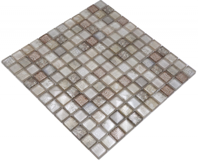Mosaïque de verre Carreau de mosaïque beige brillant crocodile structure mur cuisine salle de bain douche MOS68-WL34
