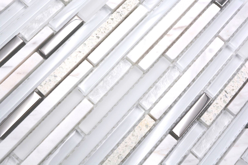 Pierre naturelle Mosaïque de verre Composite/pierre blanc brillant mur cuisine salle de bain douche - MOS86-SV62