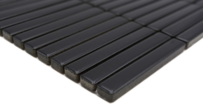 Mosaïque céramique Bâtonnets noir mat mur cuisine salle de bain douche MOS24-CG01