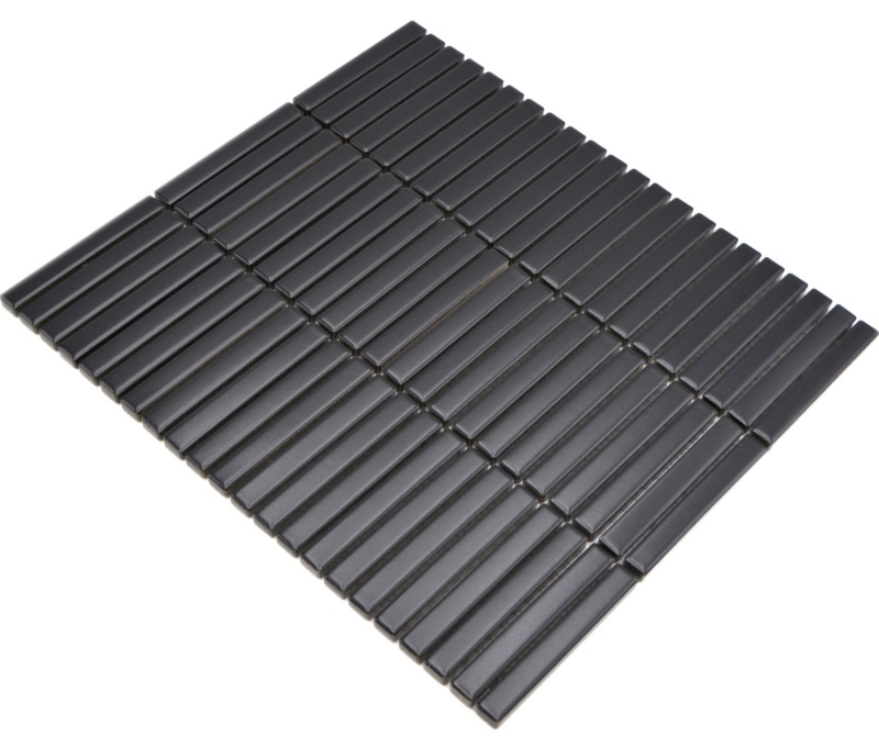 Mosaïque céramique Bâtonnets noir mat mur cuisine salle de bain douche MOS24-CG01