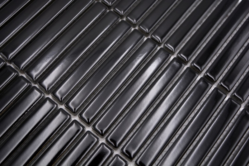 Mosaïque céramique Bâtonnets noir brillant mur cuisine salle de bain douche MOS24-CG21