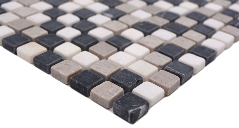 Mosaïque de pierre naturelle Marbre beige gris noir mat mur sol cuisine salle de bain douche MOS38-15-1125