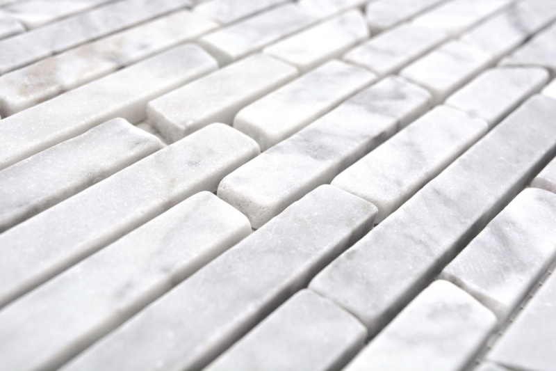 Pierre naturelle Carreaux de mosaïque Marbre blanc aspect carrare mat mur sol cuisine salle de bain douche MOS40-Brick2000