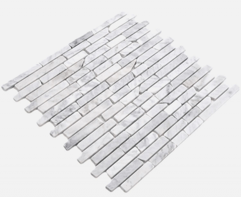 Pierre naturelle Carreaux de mosaïque Marbre blanc aspect carrare mat mur sol cuisine salle de bain douche MOS40-Brick2000