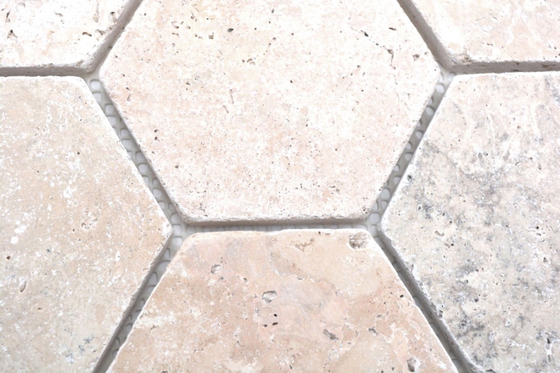 Pierre naturelle Carreaux de mosaïque Terrasse Travertin beige mat mur sol cuisine salle de bain douche MOS42-HX146