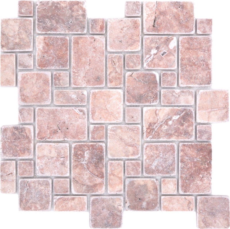 Pierre naturelle Carreaux de mosaïque Terrasse Travertin rouge mat mur sol cuisine salle de bain douche MOS40-FP45