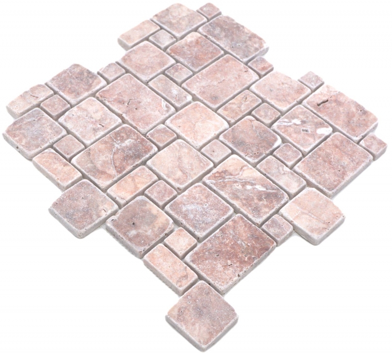 Pierre naturelle Carreaux de mosaïque Terrasse Travertin rouge mat mur sol cuisine salle de bain douche MOS40-FP45