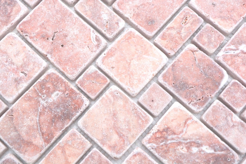 Pierre naturelle Carreaux de mosaïque Terrasse Travertin rouge mat mur sol cuisine salle de bain douche MOS40-FP45