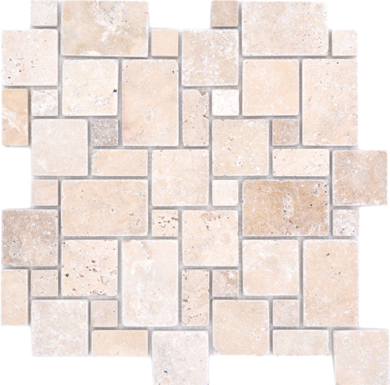 Pierre naturelle Carreaux de mosaïque Terrasse Travertin beige mat mur sol cuisine salle de bain douche MOS40-FP46