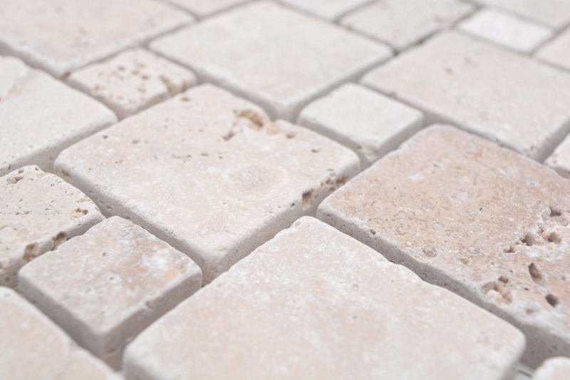 Pierre naturelle Carreaux de mosaïque Terrasse Travertin beige mat mur sol cuisine salle de bain douche MOS40-FP46