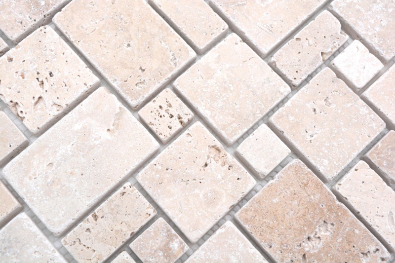 Pierre naturelle Carreaux de mosaïque Terrasse Travertin beige mat mur sol cuisine salle de bain douche MOS40-FP46