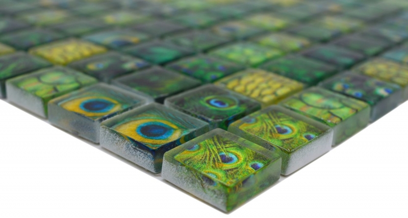 Mosaïque de verre Carreau de mosaïque vert brillant paon mur cuisine salle de bain douche MOS68-WL84_f