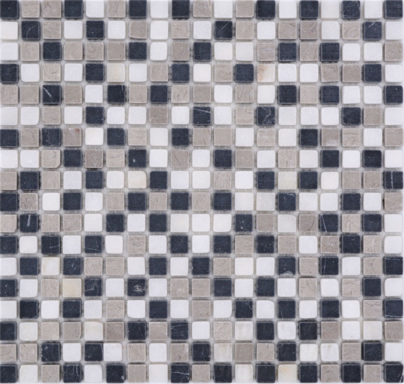 Mosaïque de pierre naturelle Marbre beige gris noir mat mur sol cuisine salle de bain douche MOS38-15-1125_f