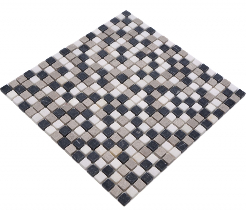 Mosaïque de pierre naturelle Marbre beige gris noir mat mur sol cuisine salle de bain douche MOS38-15-1125_f