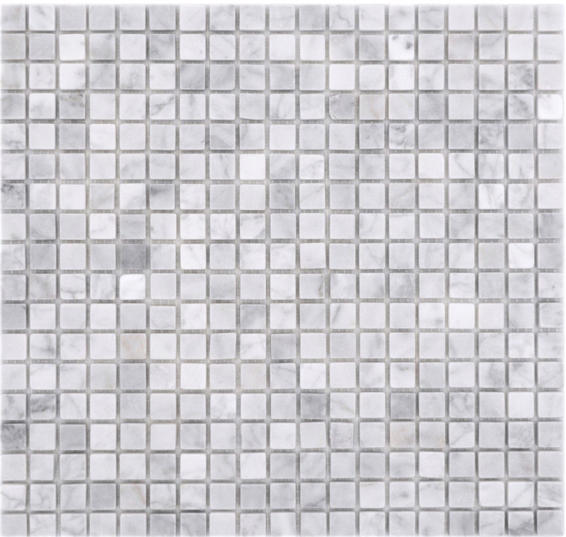 Mosaïque de pierre naturelle Marbre blanc aspect carrare mat mur sol cuisine salle de bain douche MOS38-15-2000_f