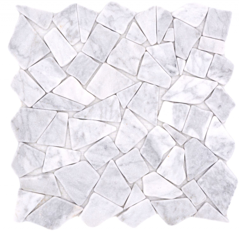 Mosaïque de pierre naturelle Marbre blanc aspect carrare mat mur sol cuisine salle de bain douche MOS44-30-2030_f
