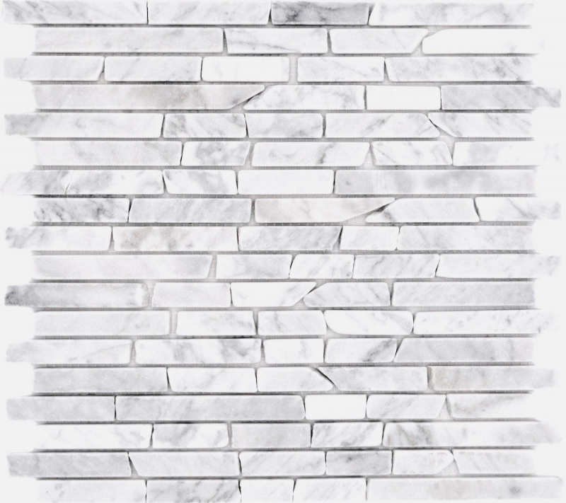 Pierre naturelle Carreaux de mosaïque Marbre blanc aspect carrare mat mur sol cuisine salle de bain douche MOS40-Brick2000_f