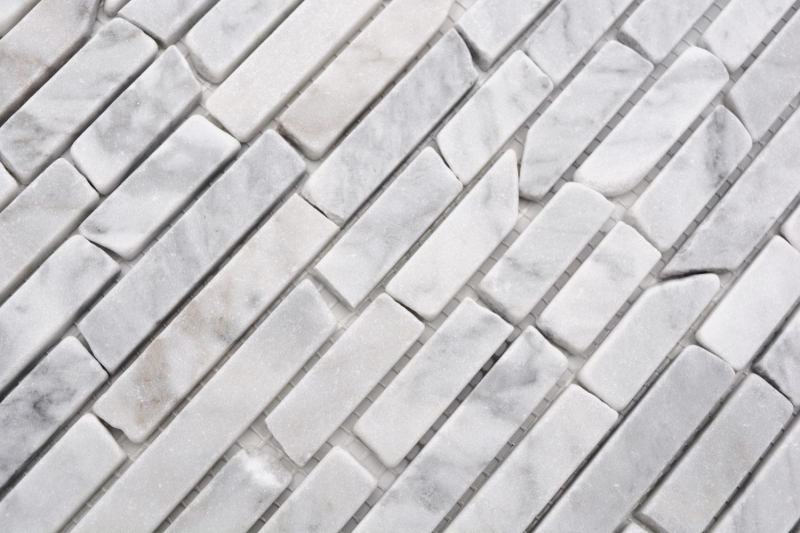 Pierre naturelle Carreaux de mosaïque Marbre blanc aspect carrare mat mur sol cuisine salle de bain douche MOS40-Brick2000_f