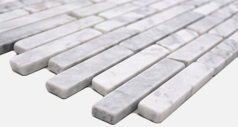 Pierre naturelle Carreaux de mosaïque Marbre blanc aspect carrare mat mur sol cuisine salle de bain douche MOS40-Brick2000_f