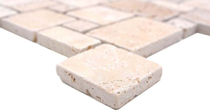 Pierre naturelle Carreaux de mosaïque Travertin beige mat mur sol cuisine salle de bain douche MOS40-FP46_f