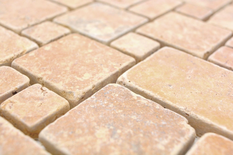 Pierre naturelle Carreaux de mosaïque Travertin jaune dor mat mur sol cuisine salle de bain douche MOS40-FP51_f