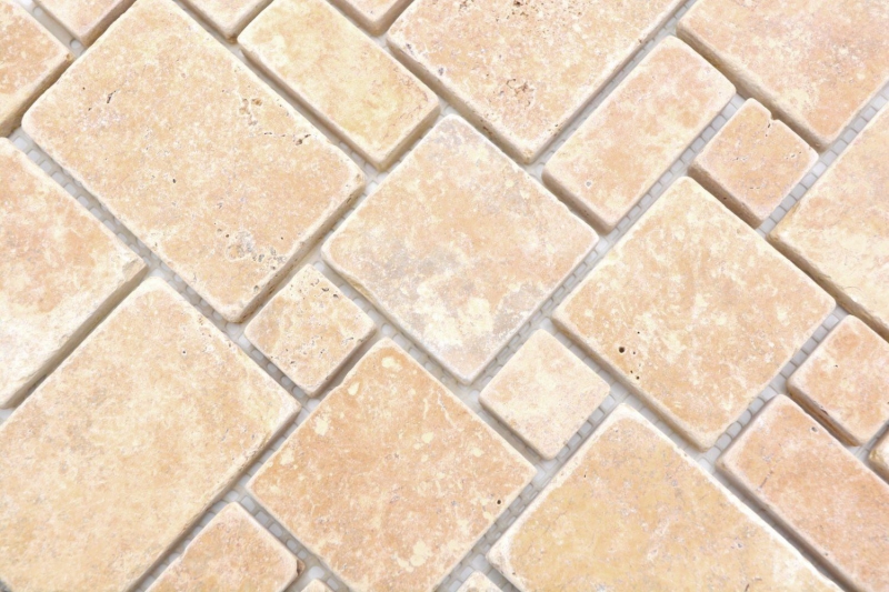 Pierre naturelle Carreaux de mosaïque Travertin jaune dor mat mur sol cuisine salle de bain douche MOS40-FP51_f
