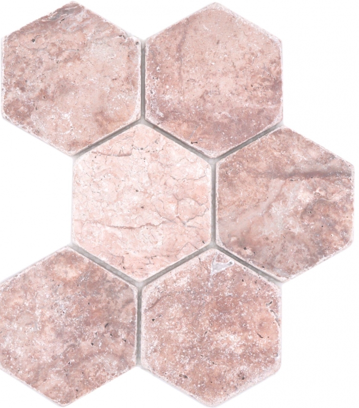 Pierre naturelle Carreaux de mosaïque Travertin rouge mat mur sol cuisine salle de bain douche MOS42-HX145_f