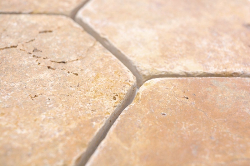 Pierre naturelle Carreaux de mosaïque Travertin jaune dor mat mur sol cuisine salle de bain douche MOS42-HX151_f