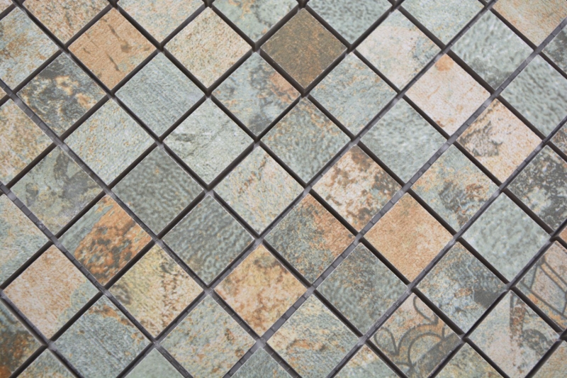 Échantillon manuel mosaïque céramique grès cérame beige brun gris vert mat mur sol cuisine salle de bain douche MOS18-25CB_m