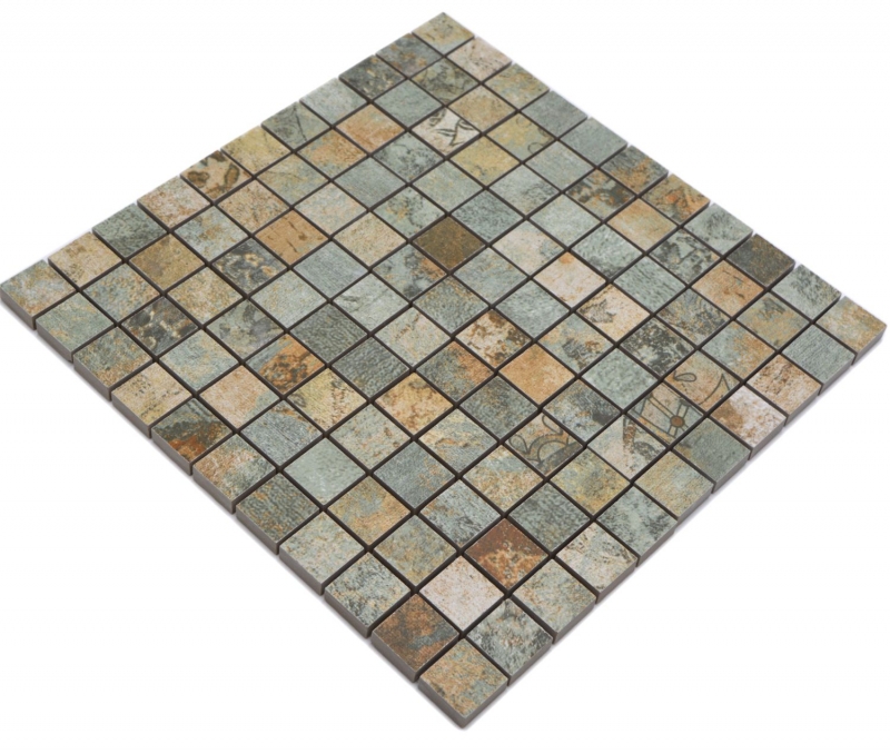 Échantillon manuel mosaïque céramique grès cérame beige brun gris vert mat mur sol cuisine salle de bain douche MOS18-25CB_m