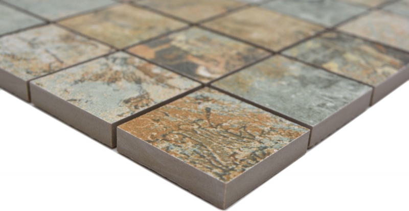 Échantillon manuel mosaïque céramique grès cérame beige marron vert mat mur sol cuisine salle de bain douche MOS14-47CB_m