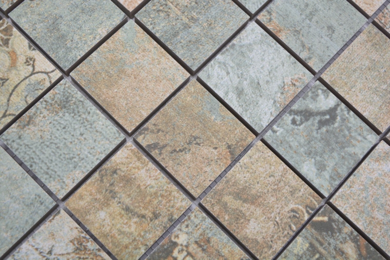 Échantillon manuel mosaïque céramique grès cérame beige marron vert mat mur sol cuisine salle de bain douche MOS14-47CB_m