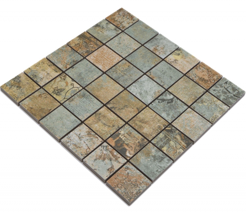 Échantillon manuel mosaïque céramique grès cérame beige marron vert mat mur sol cuisine salle de bain douche MOS14-47CB_m