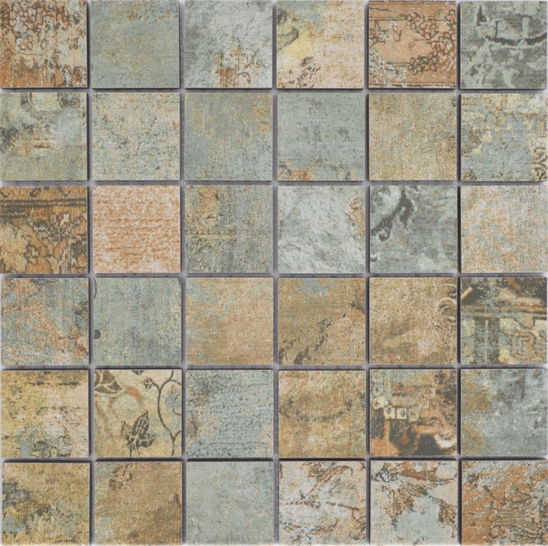 Échantillon manuel mosaïque céramique grès cérame beige marron vert mat mur sol cuisine salle de bain douche MOS14-47CB_m
