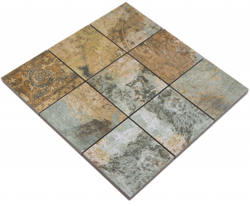 Échantillon manuel mosaïque céramique grès cérame beige brun gris vert mat mur sol cuisine salle de bain douche MOS23-95CB_m