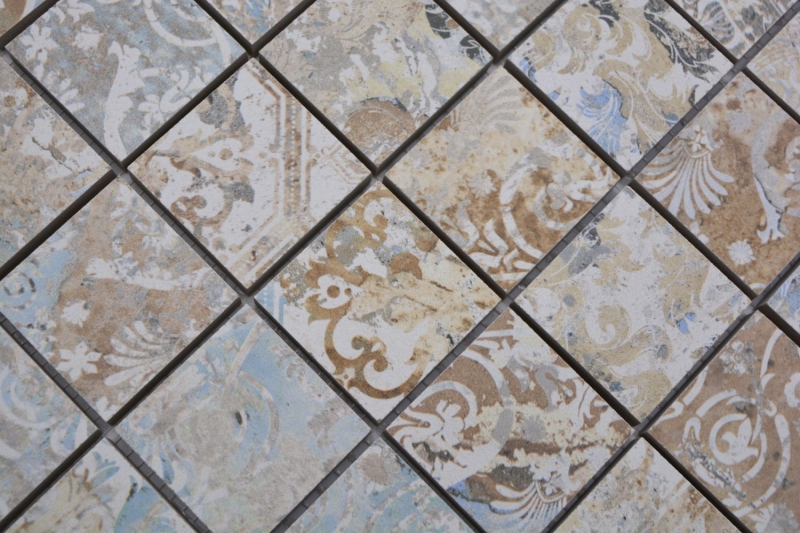 Motif main mosaïque céramique grès cérame multicolore mat mur sol cuisine salle de bain douche MOS14-47CS_m