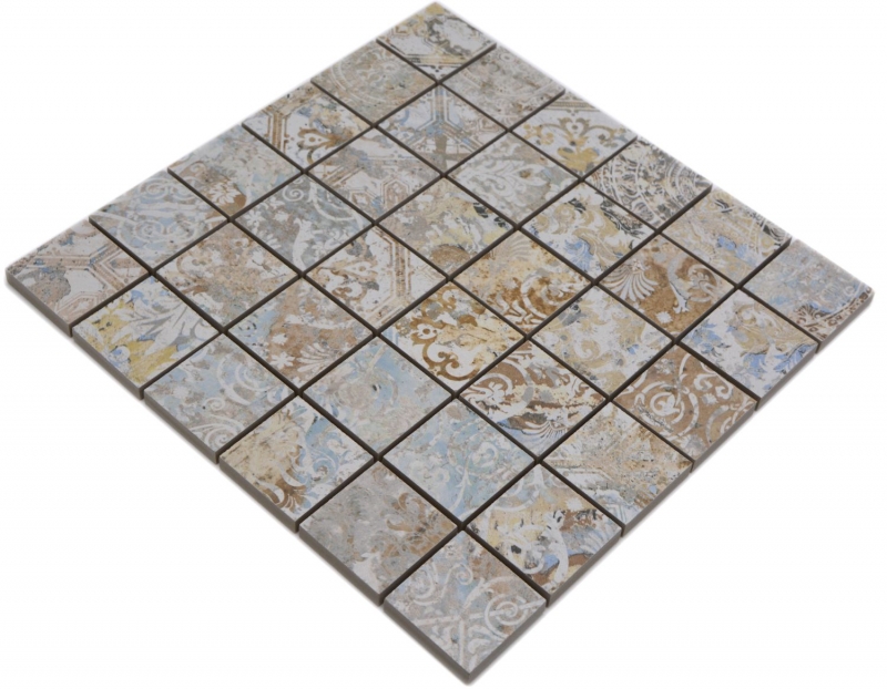 Motif main mosaïque céramique grès cérame multicolore mat mur sol cuisine salle de bain douche MOS14-47CS_m