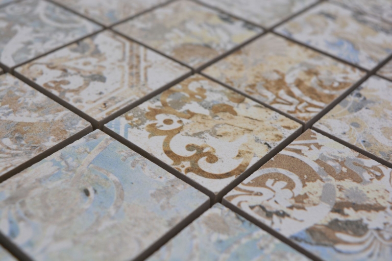 Motif main mosaïque céramique grès cérame multicolore mat mur sol cuisine salle de bain douche MOS14-47CS_m