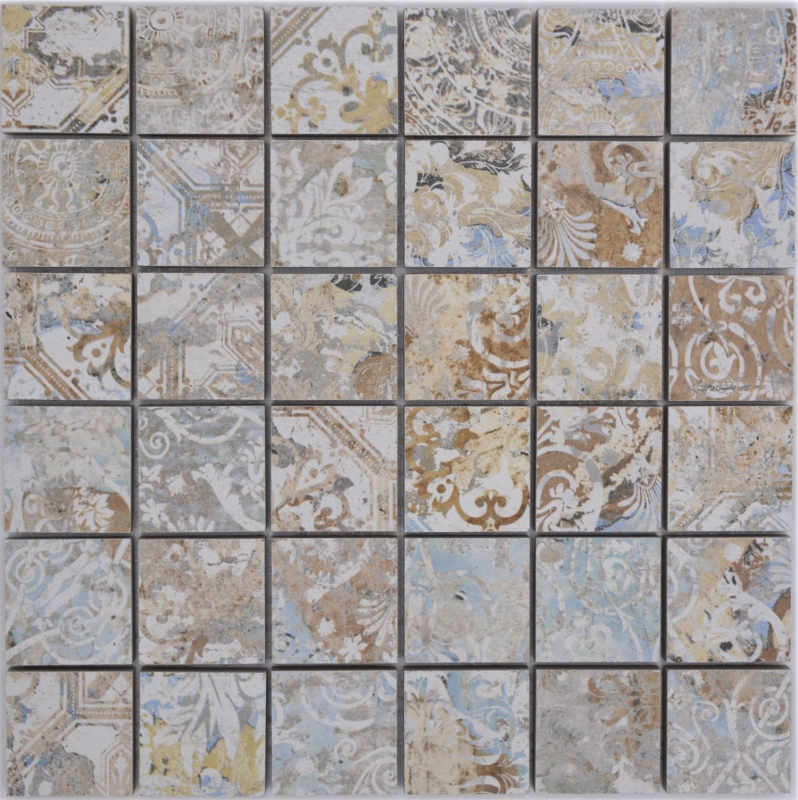 Motif main mosaïque céramique grès cérame multicolore mat mur sol cuisine salle de bain douche MOS14-47CS_m