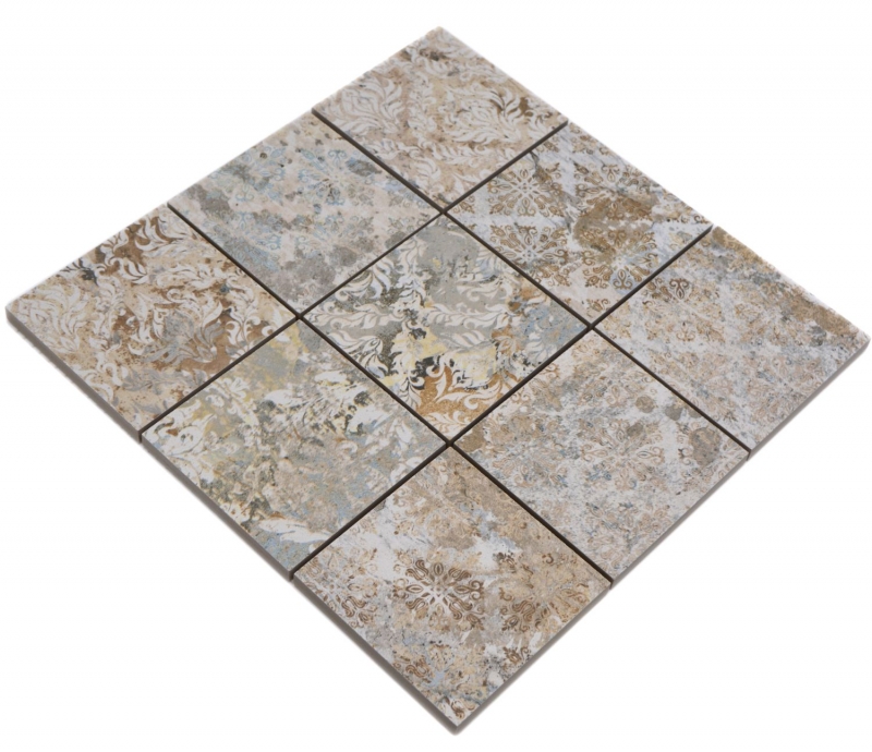 Motif main mosaïque céramique grès cérame multicolore mat mur sol cuisine salle de bain douche MOS23-95CS_m