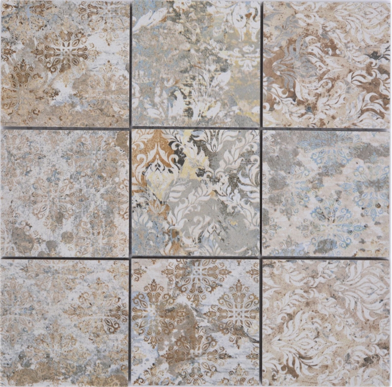 Motif main mosaïque céramique grès cérame multicolore mat mur sol cuisine salle de bain douche MOS23-95CS_m