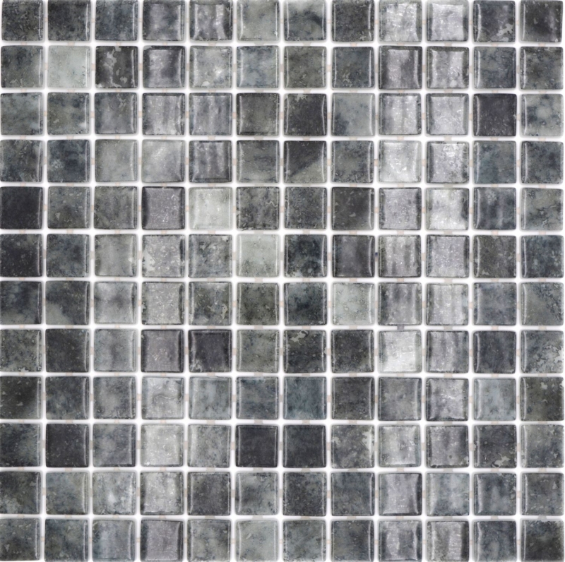 Échantillon manuel Mosaïque de piscine Mosaïque de verre noir anthracite changeant mur sol cuisine salle de bain douche MOS220-P56253_m