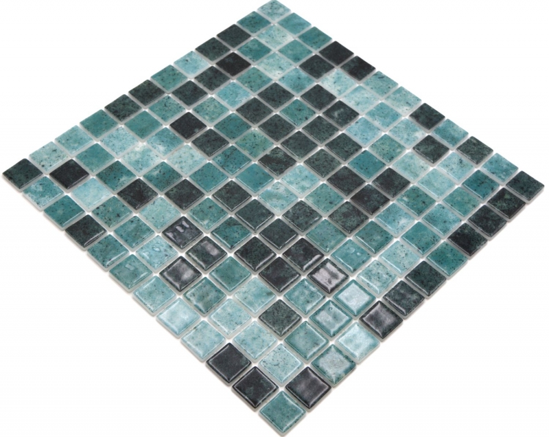 Échantillon manuel Mosaïque de piscine Mosaïque de verre vert anthracite changeant mur sol cuisine salle de bain douche MOS220-P56258_m