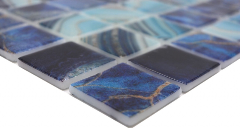 Échantillon manuel Mosaïque de piscine Mosaïque de verre bleu royal changeant brillant mur sol cuisine salle de bain douche MOS220-P56384_m