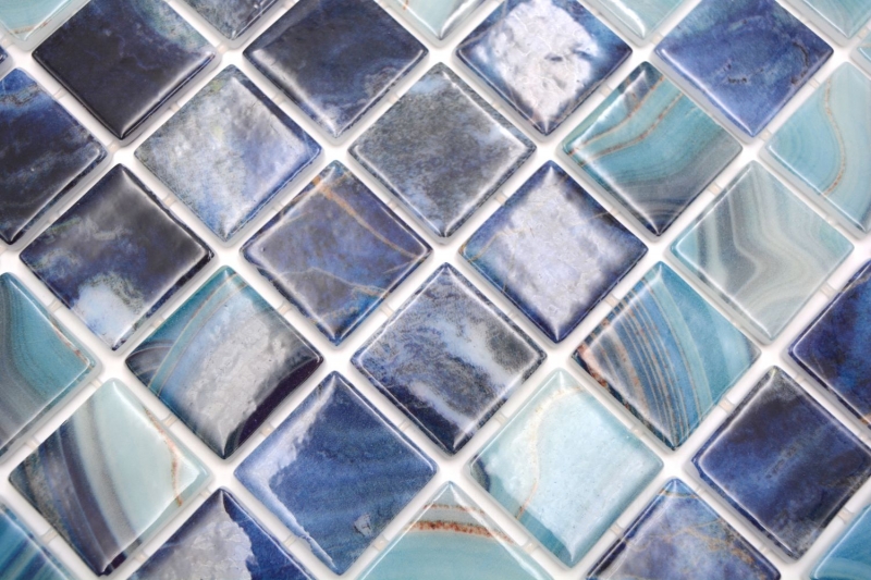 Échantillon manuel Mosaïque de piscine Mosaïque de verre bleu royal changeant brillant mur sol cuisine salle de bain douche MOS220-P56384_m