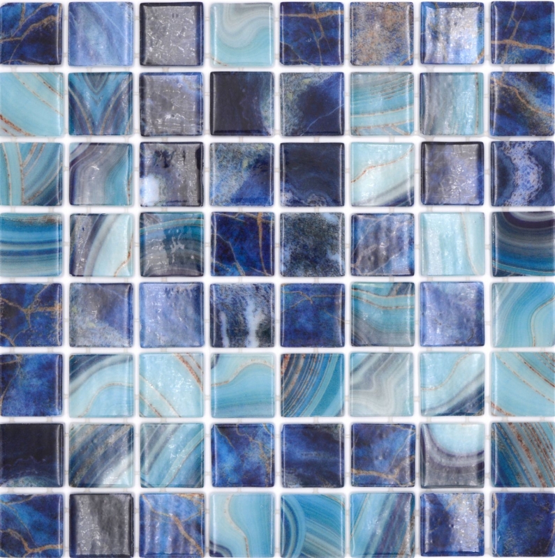 Échantillon manuel Mosaïque de piscine Mosaïque de verre bleu royal changeant brillant mur sol cuisine salle de bain douche MOS220-P56384_m