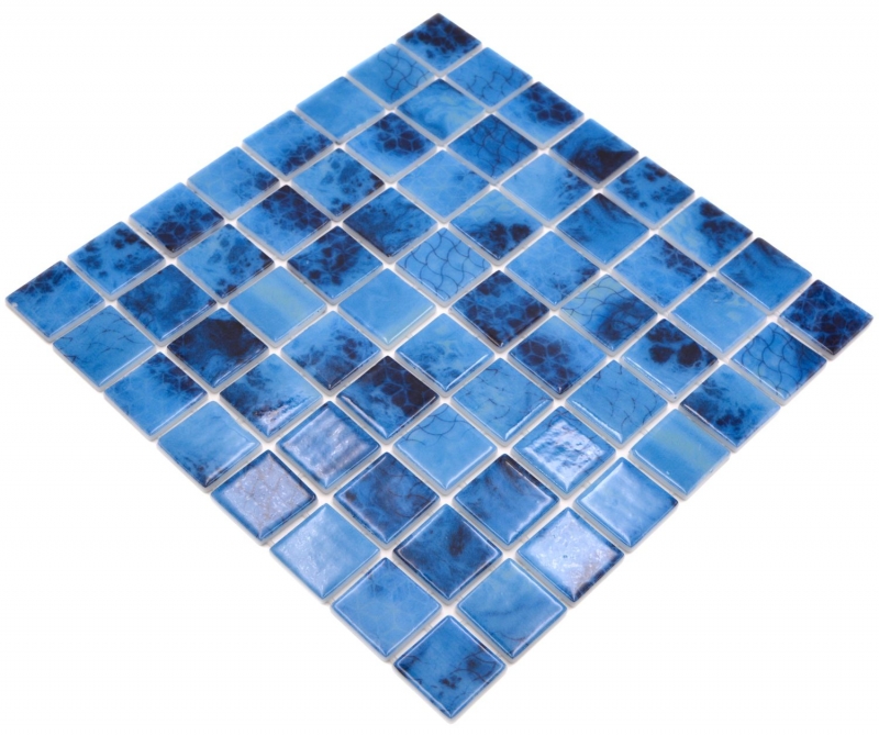 Échantillon manuel Mosaïque de piscine Mosaïque de verre bleu irisé mur sol cuisine salle de bain douche MOS220-P56385_m