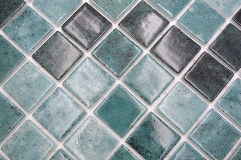 Échantillon manuel Mosaïque de piscine Mosaïque de verre vert anthracite changeant mur sol cuisine salle de bain douche MOS220-P56388_m
